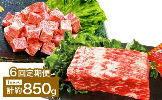 【6カ月定期便】 【人気 食べ比べ セット！】 おおいた和牛 サイコロステーキ ・ 1ポンドブロック 約850g×6回 計約5.1kg ステーキソース付
