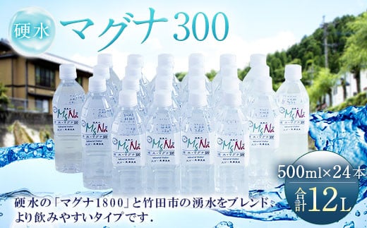 硬水 ミネラルウォーター マグナ300-500ml (24本セット) 水 飲料 長湯温泉水 竹田湧水