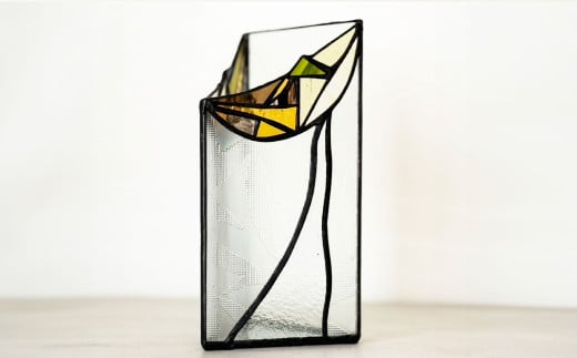 ステンドグラスベース 『彼方へ』 高さ22.5cm×奥行11cm