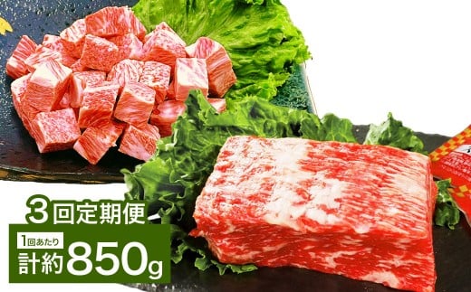 【3カ月定期便】 【人気 食べ比べ セット！】 おおいた和牛 サイコロステーキ ・ 1ポンドブロック 約850g×3回 計約2.55kg ステーキソース付