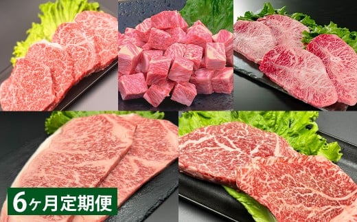 【6ヶ月定期便】 【ステーキ5種食べ比べ】 おおいた和牛（赤身・サイコロ・ミスジ・サーロイン・ヒレ） 各約400g 計約2kg