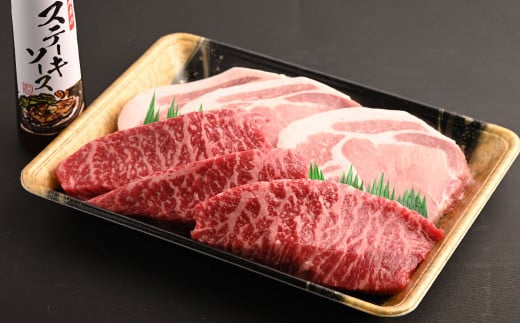 おおいた和牛 ステーキ & 奥豊後豚 ステーキ セット 【合計 900g 】ステーキソース付き