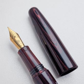 夢万年筆 誠エボナイト マーブルレッド 細字 （F）