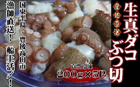船上活締め！！生真ダコ ぶつ切り（200g×5P）