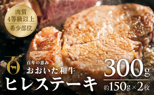 ヒレステーキ おおいた和牛 約150g×2枚(計300g) 黒毛和牛 A4~A5 牛肉 希少部位 赤身 牛肉 ヒレ フィレ ヘレ ステーキ 九州産 ブランド牛 ステーキ肉 バーベキュー BBQ 焼き肉 国産 ヒレ肉