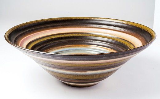 木下窯　炭化掛分鉢