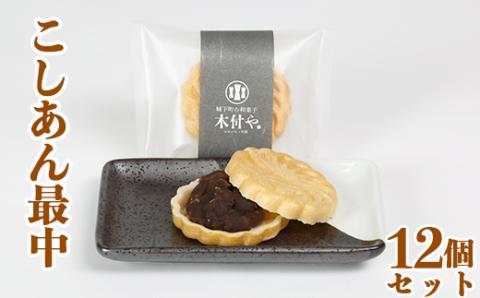 こしあん最中（もなか）12個セット【和菓子 木付や】 ＜117-005_5＞