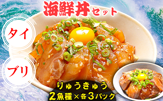 【年内発送】りゅうきゅう2種(真鯛・ぶり)[各3食セット] 海鮮丼 漬け丼 大分郷土料理 豊後絆屋 ふるさと納税 魚 冷凍 加工品 惣菜 おすすめ おいしい 刺身 詰め合わせ おせち セット 産地直送 国産 大分県 海鮮 漬け 真空パック 小分け 惣菜 人気 鯛 タイ たい 鰤 ブリ ぶり ＜101-001＞