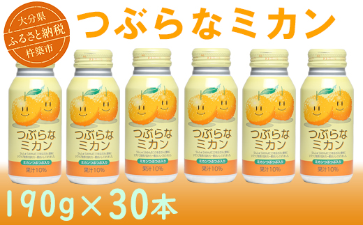 つぶらなミカン 30本 190g ／ つぶらな つぶらなミカン ジュース 清涼飲料水 人気 子供 おすすめ 果汁飲料 ご当地ジュース ミカン 飲料 30本 詰めあわせ ギフト プレゼント セット 贈答 家庭用 JAフーズおおいた ＜131-103＞