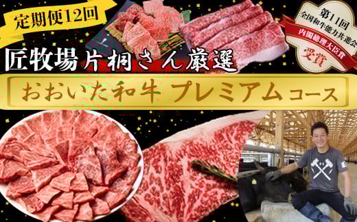 [5月発送開始]＜12か月定期便＞匠牧場 片桐さん厳選【おおいた和牛プレミアムコース】 牛肉 和牛 定期便 12回 12ヶ月 おすすめ 国産  ＜102-825＞ [5月発送開始]