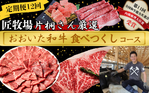 [4月発送開始]＜12か月定期便＞匠牧場 片桐さん厳選【おおいた和牛食べつくしコース】 牛肉 和牛 定期便 12回 12ヶ月 おすすめ 国産  ＜102-804＞ [4月発送開始]