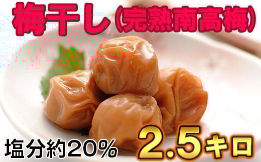 ひらそ農園の完熟南高梅の梅干し　2.5kg（塩分約20%） 梅干し 国産 南高梅 2キロ 冷蔵便 クール便 ＜004-005＞