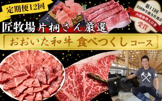 [5月発送開始]＜12か月定期便＞匠牧場 片桐さん厳選【おおいた和牛食べつくしコース】 牛肉 和牛 定期便 12回 12ヶ月 おすすめ 国産  ＜102-805＞