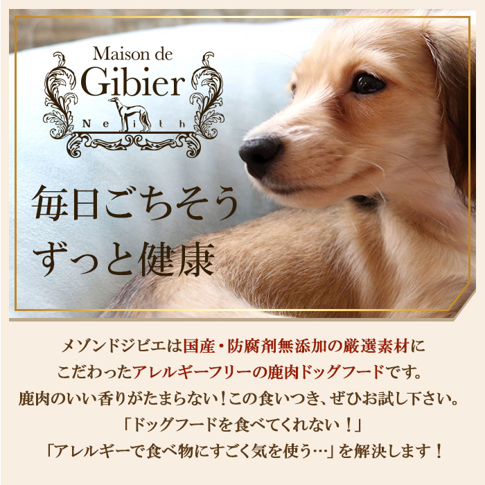 メゾンドジビエ ドッグフード 天然鹿肉と有機玄米のやわらかリゾット(計400g・80g×5個) 鹿肉 無添加 無保存料 国産 小分け 常温 常温保存【113100100】【ネイト】