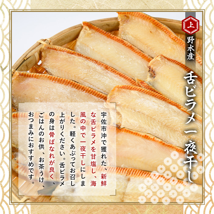 大分県産 舌ビラメ一夜干し(計約500g・3~5枚入×3袋) 魚介 ヒラメ 冷凍 一夜干し 甘塩 干物 勝負めし 【101900300】【上野水産】
