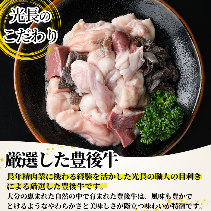 豊後牛 ミックスホルモンセット 光長亭 特製タレ付(計900g+250ml)牛肉 お肉 ホルモン センマイ ハツ 焼肉のたれ【109900500】【ショッピングストアー光長】