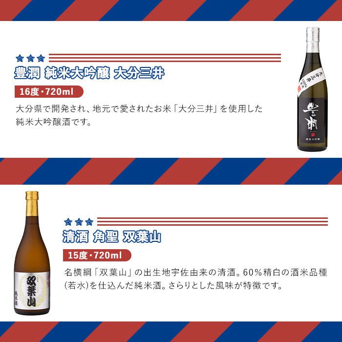 人気の地酒飲み比べセット THE USA Box/DX(合計2.16L・720ml×3本)豊潤 双葉山 大分三井 日本酒 辛口 セット 宇佐ブランド認証品【114001201】【一般社団法人　地域商社USA】