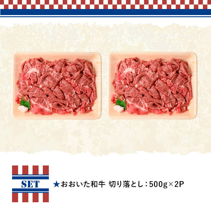 おおいた和牛 切り落とし THE USA Box/DX(500g×2P) 牛肉 黒毛和牛 A4 お肉【114004301】【一般社団法人　地域商社USA】