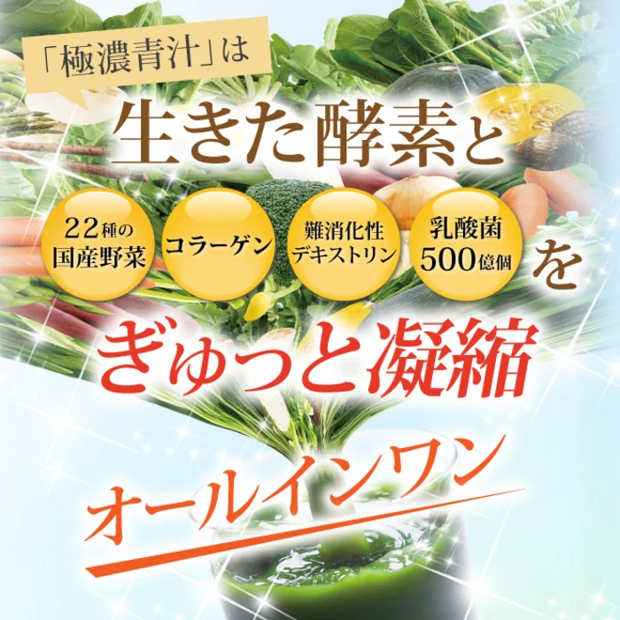 極濃青汁(計90g・3g×30包) 青汁 大麦若葉 乳酸菌 酵素 国産野菜 コラーゲン 腸内環境 腸活 常温【115400101】【無塩ドットコム】