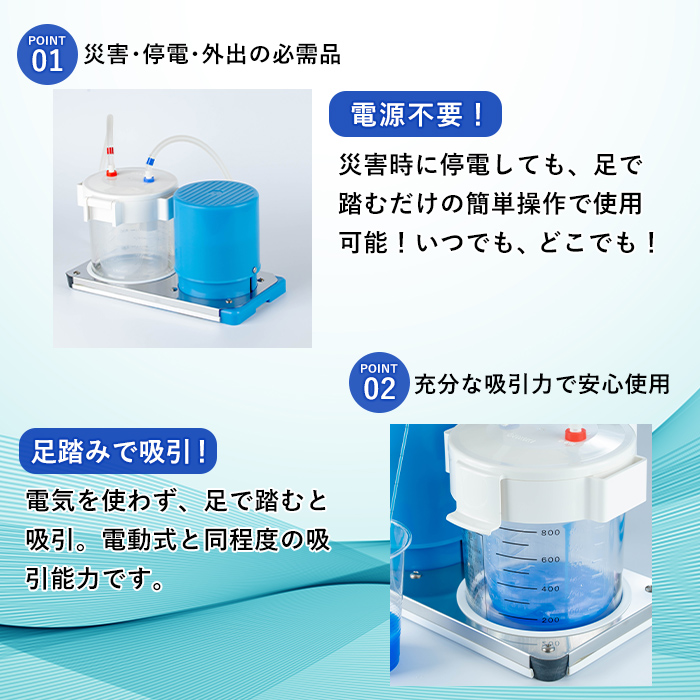 足踏式吸引器 アモレ FS1(1台) 吸引器 足踏み 医療機器 災害用 外出用 安定操作 電源不要 小型 軽量【115500100】【トクソー技研】:  宇佐市ANAのふるさと納税