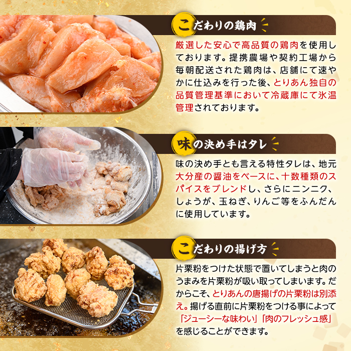 ＜定期便・全3回(連続)＞＜からあげグランプリ最高金賞＞宇佐 とりあんのからあげ3点セット(総量3.3kg・合計1.1kg×3回)から揚げ からあげ 簡単 冷凍 惣菜 お弁当 おかず おつまみ セット【203500100】【BOROYA】