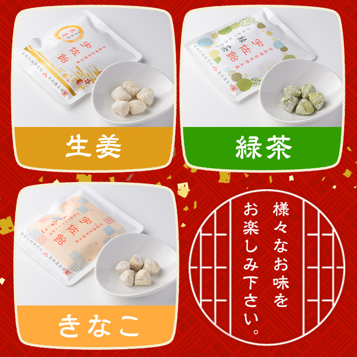 宇佐飴 詰め合わせ(14袋)あめ お菓子 おかし おやつ 苺 いちご かぼす 温州みかん しょうが 生姜 緑茶 きなこ きな粉 かぼすピール【112800501】【岡部商事】