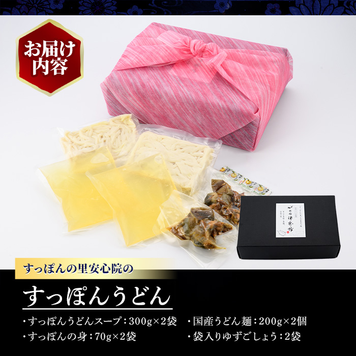 すっぽんの里安心院のすっぽんうどんセット(2人前)スープ うどん麺 うどん ゆずごしょう 柚子胡椒 柚子こしょう【113400100】【津房館】