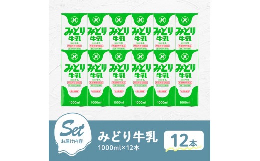 みどり牛乳(1000ml×12本) 常温 保存 ミルク 生乳 長期保存 ロングライフ 乳製品 防災 災害 備蓄【115700201】【九州乳業】