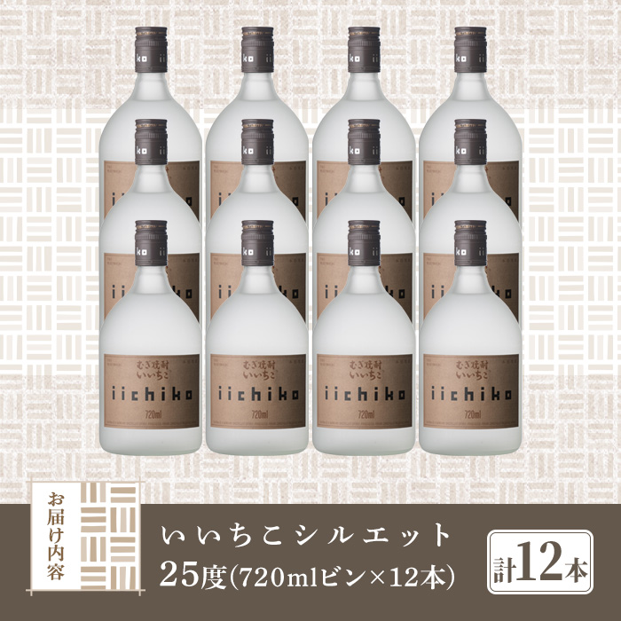 いいちこシルエット 25度(計8.64L・720ml×12本)酒 お酒 むぎ焼酎 720ml 麦焼酎 いいちこ アルコール 飲料 常温【106105101】【酒のひろた】