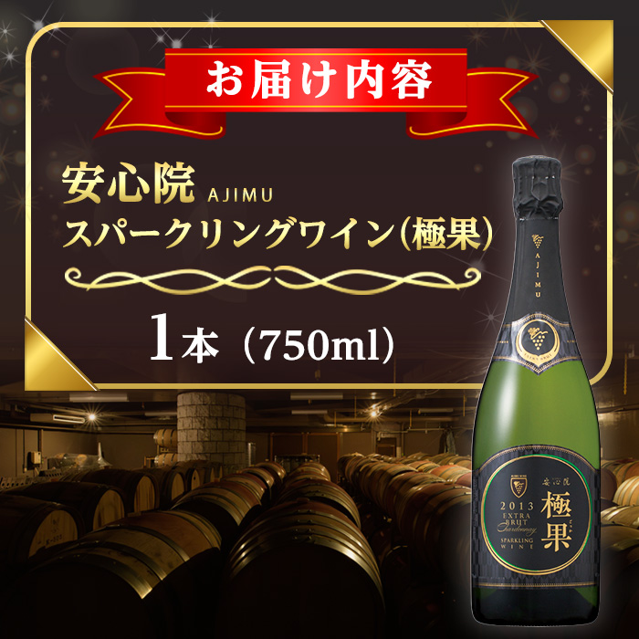 安心院スパークリングワイン 極果(熟成白)(750ml)酒 お酒 ワイン スパークリングワイン ぶどう 葡萄【107305200】【時枝酒店】