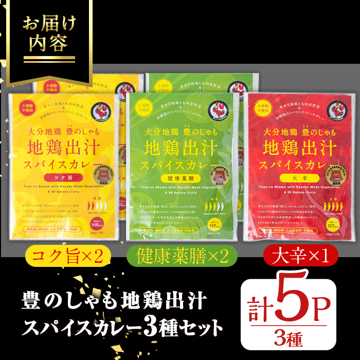 大分地鶏豊のしゃも地鶏出汁スパイスカレー(計900g・180g×5パック)レトルト 簡単調理 惣菜 時短 常温 ご当地カレー【112400301】【天峯ファーム】