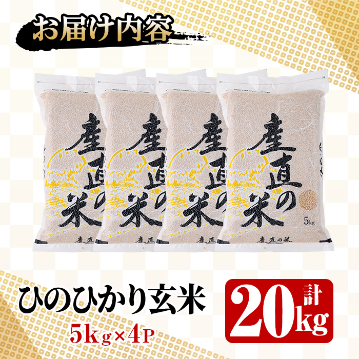 ＜先行予約受付中！2025年11月中旬以降順次発送予定＞＜令和7年産・新米＞ひのひかり 玄米(計20kg)お米 20キロ ヒノヒカリ 真空パック 真空包装 【114900600】【祥田産業】