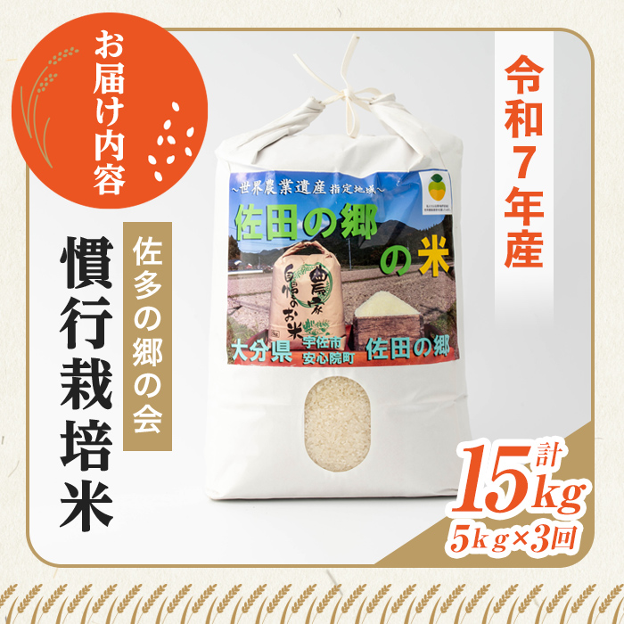 ＜令和7年産＞＜定期便・総３回＞佐田の郷の米 慣行栽培米(計15kg) お米 白米 ごはん ヒノヒカリ ひのひかり ブランド米 常温 常温保存【211700200】【雅設置プロジェクト　佐田の郷の会】