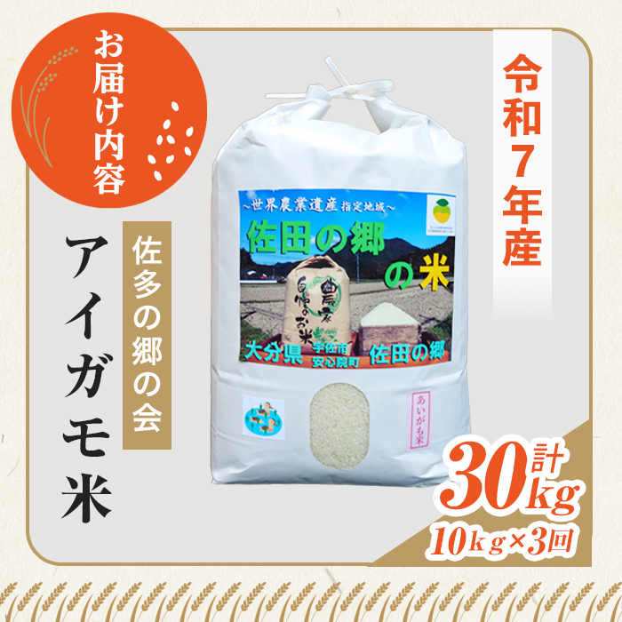 ＜定期便・総３回＞＜令和7年産＞佐田の郷の米 アイガモ米(計30kg)お米 白米 ごはん ヒノヒカリ ひのひかり ブランド米 常温 常温保存 定期便【211701100】【雅設置プロジェクト　佐田の郷の会】