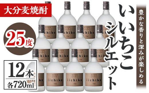 いいちこシルエット 25度(計8.64L・720ml×12本)酒 お酒 むぎ焼酎 720ml 麦焼酎 いいちこ アルコール 飲料 常温【106105101】【酒のひろた】