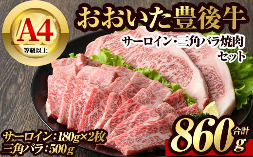 豊後牛サーロイン・三角バラ焼肉セット(合計約860g)牛肉 お肉 豊後牛 牛サーロイン 三角バラ 焼き肉 バーベキュー セット【106402500】【まるひで】