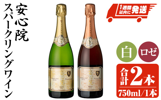 安心院スパークリングワイン 白・ロゼ(合計1.5L・750ml×2本)酒 お酒 ワイン 白ワイン スパークリングワイン ロゼ ぶどう 葡萄 飲み比べ【107303100】【時枝酒店】