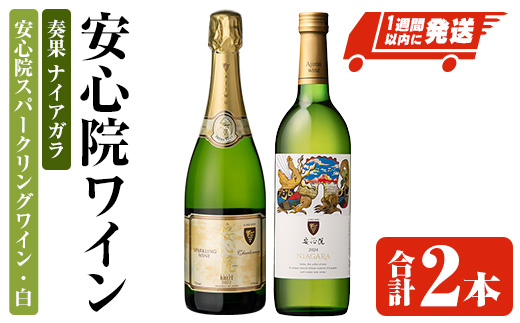 安心院スパークリングワイン・白/奏果ナイアガラ(合計1.47L・2本) 酒 お酒 ワイン ぶどう 葡萄 飲み比べ セット【107306300】【時枝酒店】