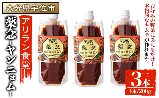 薬念 (計600g・200g×3本) 調味料 たれ タレ 万能調味料 ヤンニョム キムチ 韓国料理 鍋 麺 【107900400】【アリラン食堂】