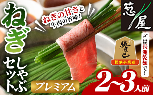 鉄板バル葱屋の ねぎしゃぶセット プレミアム (2～3人前) ねぎしゃぶ しゃぶしゃぶ 牛肉 お肉 鍋セット 乾麺 出汁 だし ポン酢 勝負めし 【110700700】【葱屋おおくぼ】