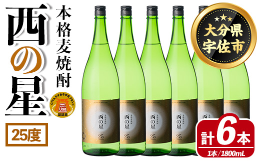 西の星 ビン 25度(1800ml×6本)【114001600】【一般社団法人　地域商社USA】