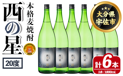 西の星 ビン 20度(1800ml×6本)【114001900】【一般社団法人　地域商社USA】