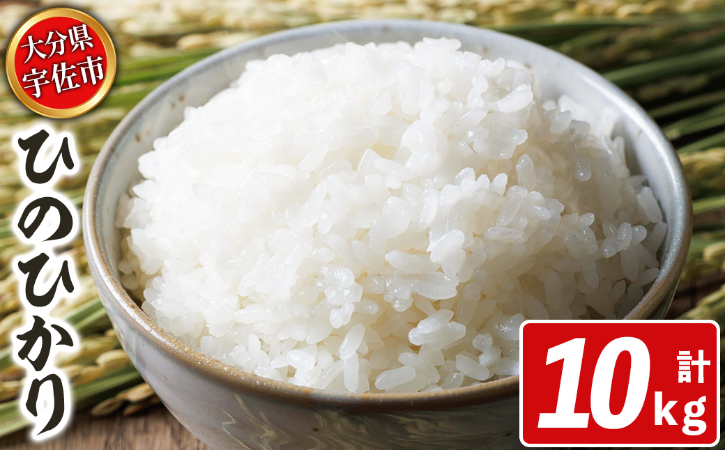 宇佐市産ヒノヒカリ（計10kg・5kg×2袋） ＜北海道 沖縄 離島配送不可＞米 お米 ヒノヒカリ ひのひかり 白米 ご飯 大分県産 10kg【119000500】【カネガエ】