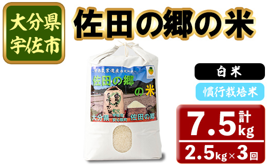 ＜令和7年産＞＜定期便・総３回＞佐田の郷の米 慣行栽培米(計7.5kg) お米 白米 ごはん ヒノヒカリ ひのひかり ブランド米 常温 常温保存【211700100】【雅設置プロジェクト　佐田の郷の会】