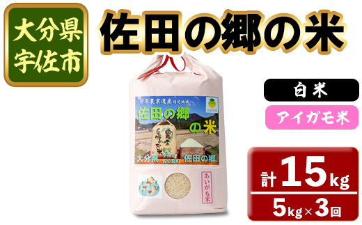 ＜定期便・総３回＞＜令和7年産＞佐田の郷の米 アイガモ米(計15kg)お米 白米 ごはん ヒノヒカリ ひのひかり ブランド米 常温 常温保存 定期便【211701000】【雅設置プロジェクト　佐田の郷の会】