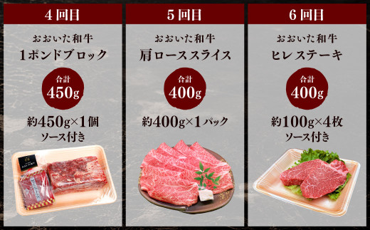 【6ヶ月定期便】おおいた和牛セット 合計約2.45kg