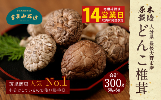 015-958x1 【14営業日以内発送】 原木椎茸 どんこ椎茸 小袋セット 300g（50g×6袋）うまみだけ