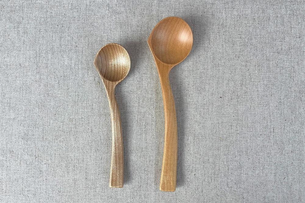 ＜湯布院・カトラリー専門　甲斐のぶお工房＞木製 利き手スプーン（左利き用）2本セット