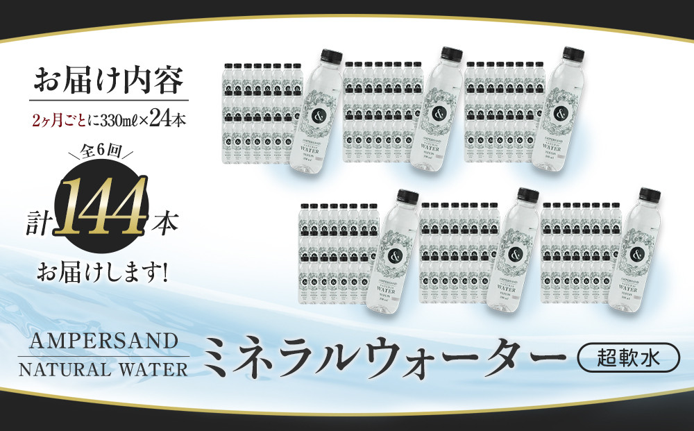 ＜２か月に１度のお届け！全６回 定期便＞AMPERSAND NATURAL WATER 330ml×24本（ミネラルウォーター）｜ 水 超軟水