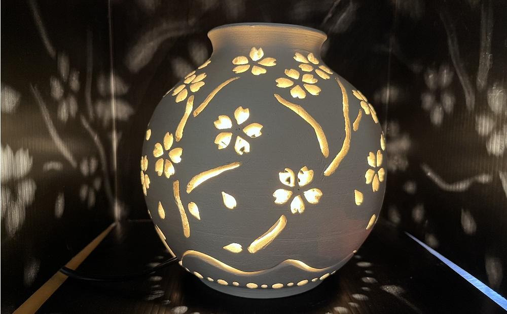 【限定一点物】ランプシェイド（桜）＜陶工房　游山＞